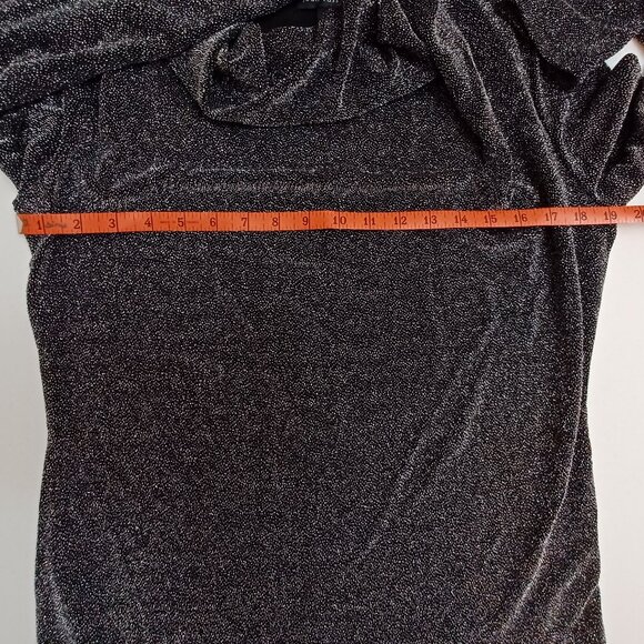 Joan Vass Black Shiny Sparkly Evening New Years Eve Night Out Top Size Large - Picture 5 of 6